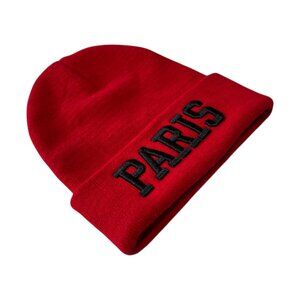 Red Knit PARIS Beanie